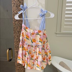 THML Multicolor Floral Tank Top with Blue Straps